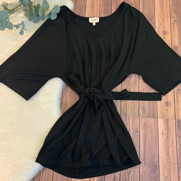 Deletta Tops - Anthropologie Deletta Black Wrap Short Sleeve Top